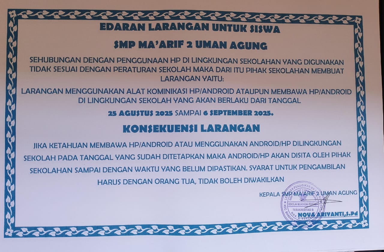 Cover: Pengumuman Resmi: Larangan Membawa dan M